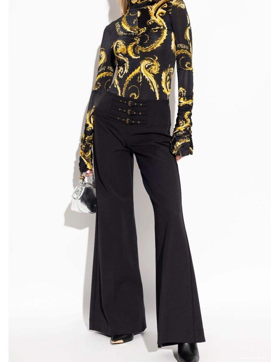 Affordable Jeans Couture trousers Women decorative buckle Versace 0718